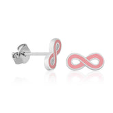 Boucles d'oreilles à tige en argent rose infini